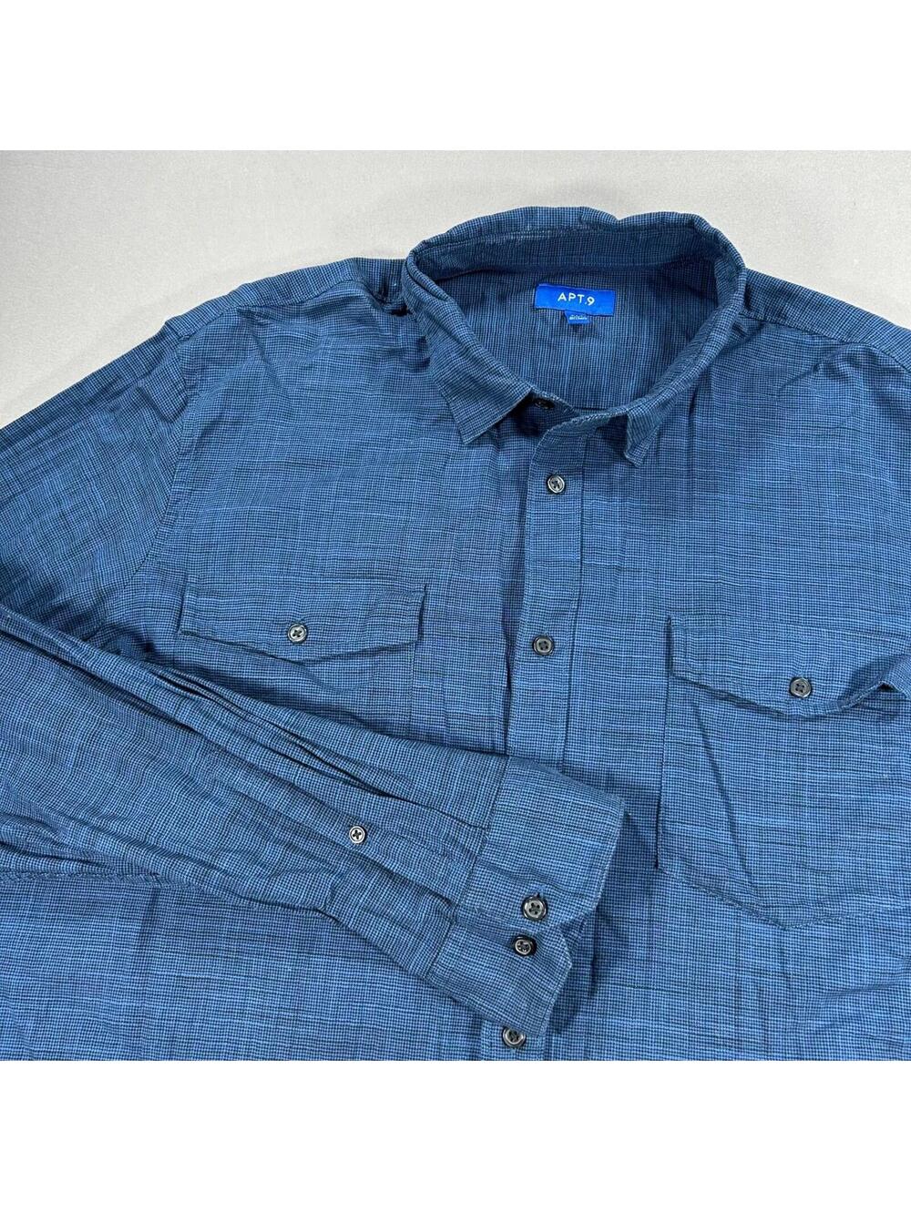 Apt 9 Shirt Mens XXL Blue Button Up Casual Comfort Stylish Dress